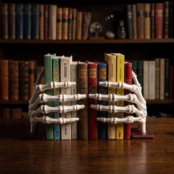 Gothic Skeleton Hand Bookend | Spooky Halloween Book Holder & Desk Decor