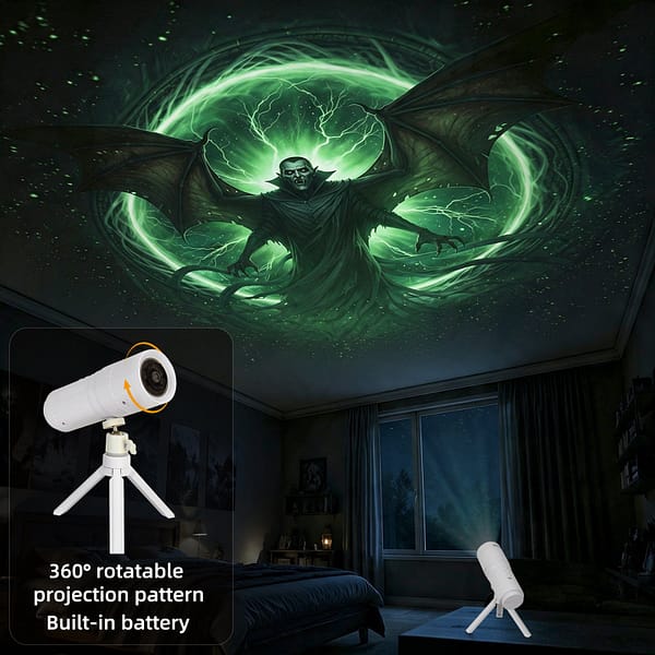 Halloween LED Projector Light - 16 Spooky Patterns, Timer, Tripod - Portable Holiday Decor