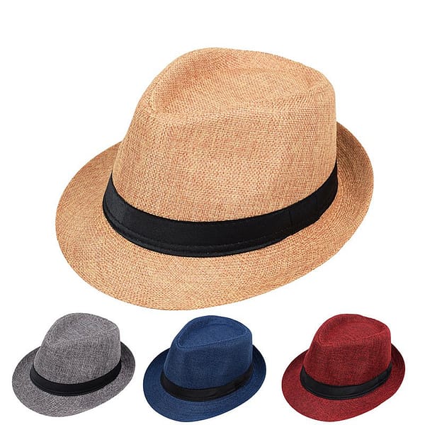 Unisex Linen Jazz Fedora Hat - Breathable British Style Sun Hat